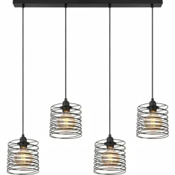 Lampes Industrielles-Luminaires Globo Lighting Suspension Globo TILLY Noir, 4 lumières