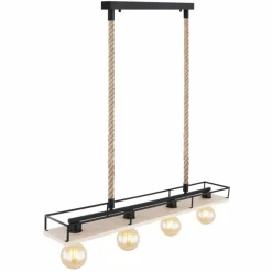 Lampes Vintages & Rétros-Luminaires Globo Lighting Suspension Globo TRIXI Brun, Bois clair, Noir, 4 lumières