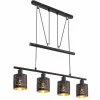 Luminaires Orientaux-Luminaires Globo Lighting Suspension Globo TUNNO Noir, 4 lumières