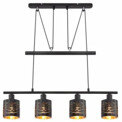 Luminaires Orientaux-Luminaires Globo Lighting Suspension Globo TUNNO Noir, 4 lumières