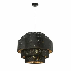 Lampes En Tissu-Luminaires Globo Lighting Suspension Globo TUXON Noir, 1 lumière