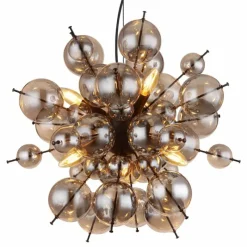 Suspension Verre Fumé-Luminaires Globo Lighting Suspension Globo UDO Noir, 6 lumières