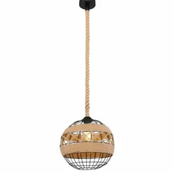 Style Boho-Chic-Luminaires Globo Lighting Suspension Globo ULLEU Brun, Noir, 1 lumière