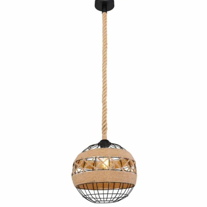 Style Boho-Chic-Luminaires Globo Lighting Suspension Globo ULLEU Brun, Noir, 1 lumière