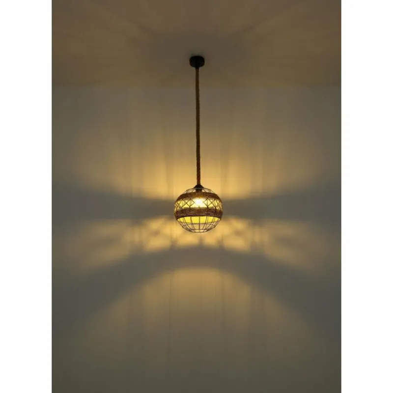 Style Boho-Chic-Luminaires Globo Lighting Suspension Globo ULLEU Brun, Noir, 1 lumière