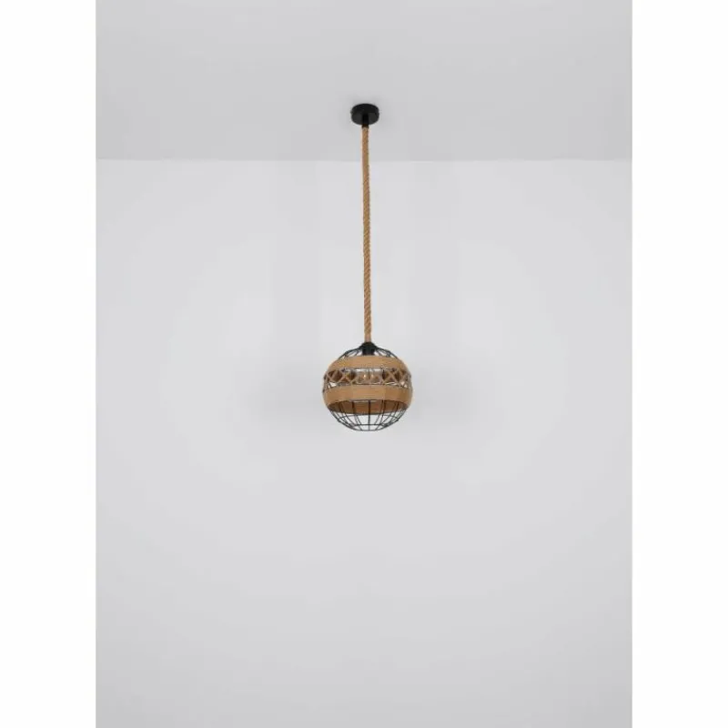 Style Boho-Chic-Luminaires Globo Lighting Suspension Globo ULLEU Brun, Noir, 1 lumière