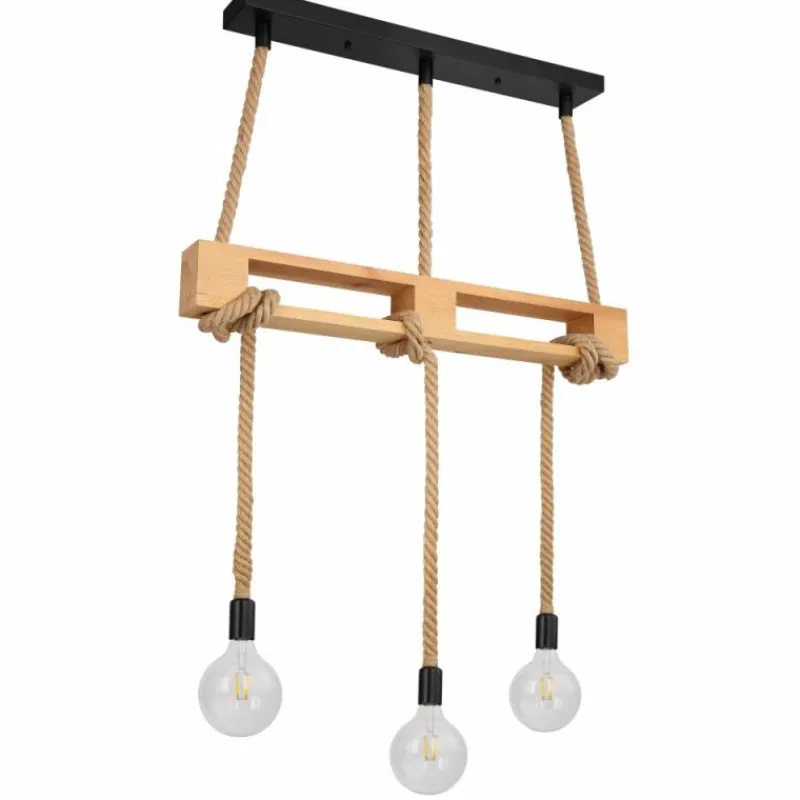Style Boho-Chic-Luminaires Globo Lighting Suspension Globo ULLEU Brun, Noir, 3 lumières