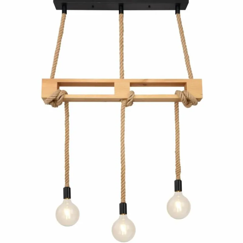 Style Boho-Chic-Luminaires Globo Lighting Suspension Globo ULLEU Brun, Noir, 3 lumières