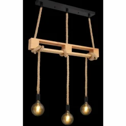 Style Boho-Chic-Luminaires Globo Lighting Suspension Globo ULLEU Brun, Noir, 3 lumières