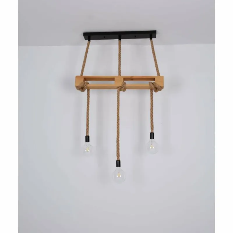 Style Boho-Chic-Luminaires Globo Lighting Suspension Globo ULLEU Brun, Noir, 3 lumières