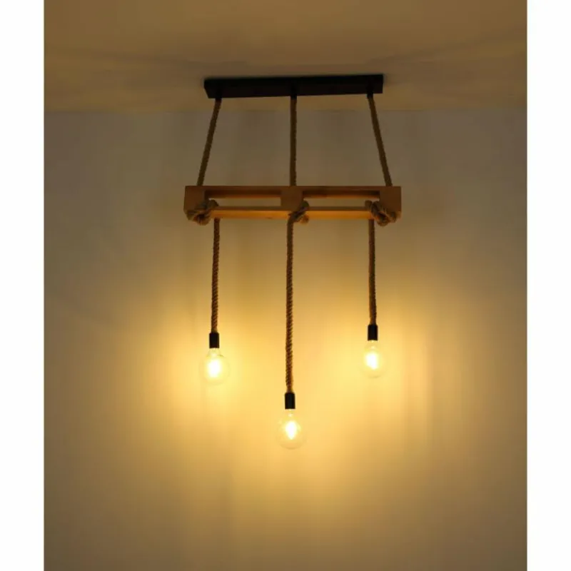 Style Boho-Chic-Luminaires Globo Lighting Suspension Globo ULLEU Brun, Noir, 3 lumières