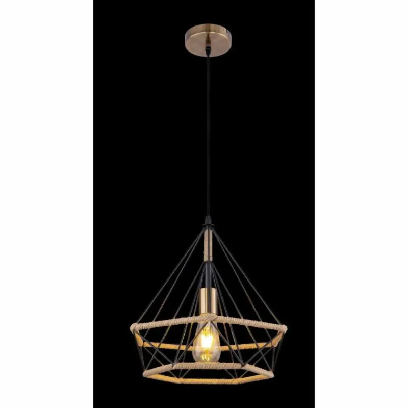 Lampes En Tissu-Luminaires Globo Lighting Suspension Globo ULLEU Noir, 1 lumière