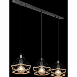 Style Boho-Chic-Luminaires Globo Lighting Suspension Globo ULLEU Noir, 3 lumières