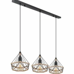 Style Boho-Chic-Luminaires Globo Lighting Suspension Globo ULLEU Noir, 3 lumières