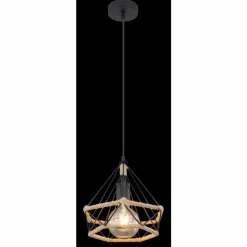 Style Boho-Chic-Luminaires Globo Lighting Suspension Globo ULLEU Noir, 1 lumière