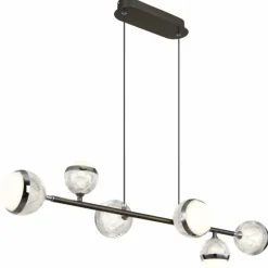 Luminaires Globo Lighting Suspension Globo UNTSY LED Titane, 6 lumières, Télécommandes* Éclairage Led