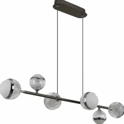 Luminaires Globo Lighting Suspension Globo UNTSY LED Titane, 6 lumières, Télécommandes* Éclairage Led