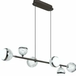 Luminaires Globo Lighting Suspension Globo UNTSY LED Titane, 6 lumières, Télécommandes* Éclairage Led