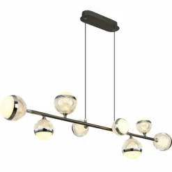 Luminaires Globo Lighting Suspension Globo UNTSY LED Titane, 8 lumières, Télécommandes* Suspensions