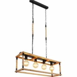 Style Boho-Chic-Luminaires Globo Lighting Suspension Globo VERNON Brun, Écru, Noir, 4 lumières