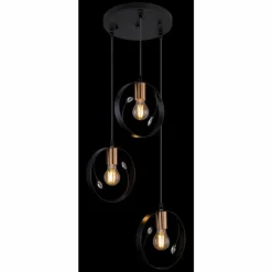 Luminaires Globo Lighting Suspension Globo VIGO Noir, 3 lumières* Suspensions