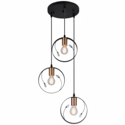 Luminaires Globo Lighting Suspension Globo VIGO Noir, 3 lumières* Suspensions