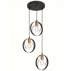 Luminaires Globo Lighting Suspension Globo VIGO Noir, 3 lumières* Suspensions