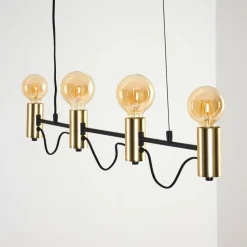 Luminaires Rustiques-hofstein Suspension Gnarp Noir doré, 4 lumières