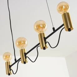 Luminaires Rustiques-hofstein Suspension Gnarp Noir doré, 4 lumières