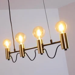 Luminaires Rustiques-hofstein Suspension Gnarp Noir doré, 4 lumières