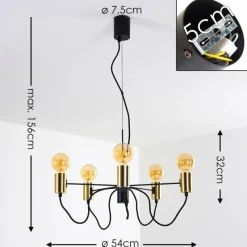 Luminaires Rustiques-hofstein Suspension Gnarp Noir doré, 5 lumières