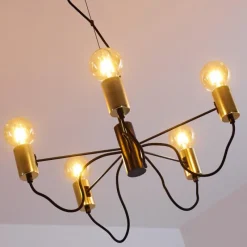 Luminaires Rustiques-hofstein Suspension Gnarp Noir doré, 5 lumières