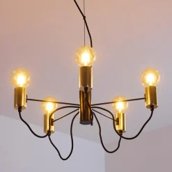 Luminaires Rustiques-hofstein Suspension Gnarp Noir doré, 5 lumières