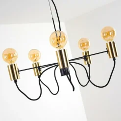 Luminaires Rustiques-hofstein Suspension Gnarp Noir doré, 5 lumières