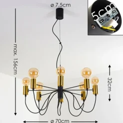 Luminaires Rustiques-hofstein Suspension Gnarp Noir doré, 8 lumières