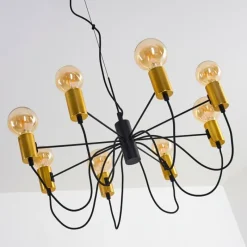 Luminaires Rustiques-hofstein Suspension Gnarp Noir doré, 8 lumières