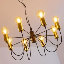 Luminaires Rustiques-hofstein Suspension Gnarp Noir doré, 8 lumières