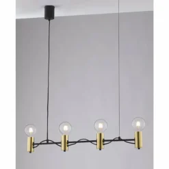 Luminaires Rustiques-Luce Design Suspension Gnarp Noir doré, 4 lumières