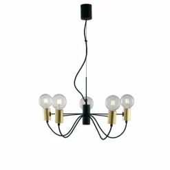 Luminaires Rustiques-Luce Design Suspension Gnarp Noir doré, 5 lumières
