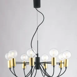 Luminaires Rustiques-Luce Design Suspension Gnarp Noir doré, 8 lumières