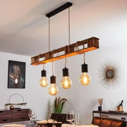 hofstein Suspension Gnitteryd Brun, Bois clair, Noir, 4 lumières