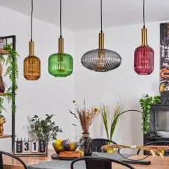 Luminaires Orientaux-hofstein Suspension Goldenville Laiton, Noir, 4 lumières