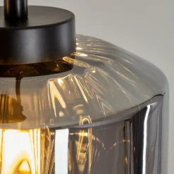 Suspension Verre Fumé-hofstein Suspension Gondim Noir, 3 lumières