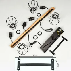 hofstein Suspension Gondo Bois clair, Noir, 4 lumières