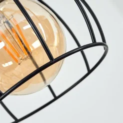 Style Boho-Chic-hofstein Suspension Gondo Bois clair, Noir, 6 lumières