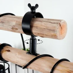 Style Boho-Chic-hofstein Suspension Gondo Bois clair, Noir, 6 lumières