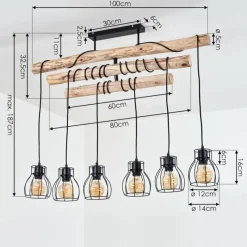Lampes Vintages & Rétros-hofstein Suspension Gondo Bois clair, Noir, 6 lumières