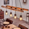 Style Boho-Chic-hofstein Suspension Gondo Bois clair, Noir, 4 lumières