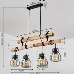 Lampes Vintages & Rétros-hofstein Suspension Gondo Bois foncé, Noir, 4 lumières