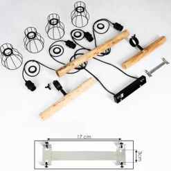 Lampes Vintages & Rétros-hofstein Suspension Gondo Bois foncé, Noir, 4 lumières